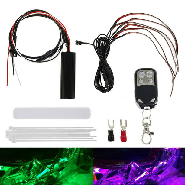 6X Motorcycle LED Lights Wireless Remote 18 Color Neon Glow Light Strips Kit NEW